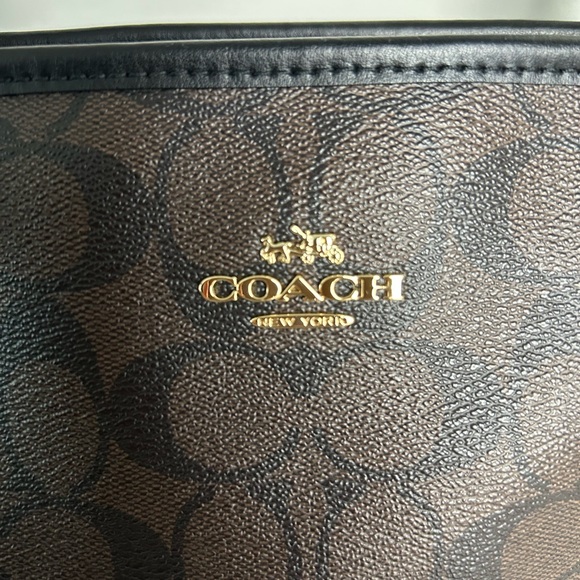 Coach Signature Brown and Black Tote with Wallet - Picture 3 of 16
